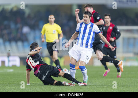 10. März 2014 - 03.10.14, San Sebastian, spielte Jose Angel (c) während der Liga BBVA Fußballspiel zwischen Real Sociedad und Rayo Vallecano Anoeta Stadium, Basc Spanien auf 10 Mach 2014. Foto: Ortzi Omenaka/Urbanandsport/NurPhoto (Kredit-Bild: © Ortzi Omenaka/NurPhoto/ZUMAPRESS.com) Stockfoto