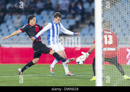 10. März 2014 - 03.10.14, San Sebastian, spielte Griezmann (c) während der Liga BBVA Fußballspiel zwischen Real Sociedad und Rayo Vallecano Anoeta Stadium, Basc Spanien auf 10 Mach 2014. Foto: Ortzi Omenaka/Urbanandsport/NurPhoto (Kredit-Bild: © Ortzi Omenaka/NurPhoto/ZUMAPRESS.com) Stockfoto