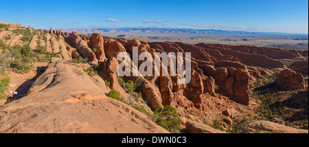 Sandstein-Flossen, rock-Formationen, Devils Garden, Arches-Nationalpark, Utah, Vereinigte Staaten von Amerika, Nordamerika Stockfoto