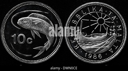 10 Cent Münze, Malta, 1986 Stockfoto