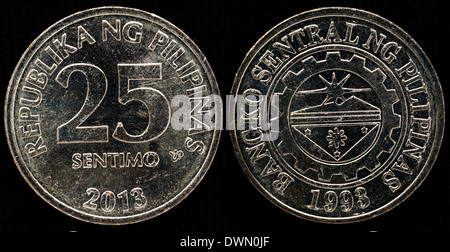 25 Céntimos Münze, Philippinen, 2013 Stockfoto