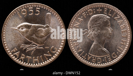 1 heller (1/4 Cent) Münze, UK, 1955 Stockfoto