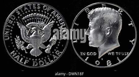 Halb-Dollar-Münze, USA, 1981 Stockfoto