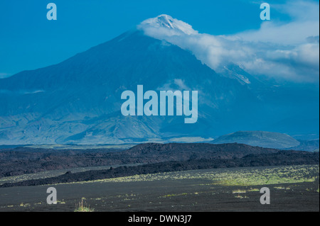 Blick über das Lavafeld Sand der Tolbachik Vulkan, Kamtschatka, Russland, Eurasia Stockfoto