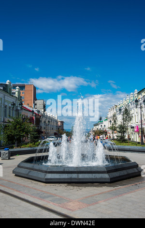 Malerische Admiral Fokin Street, Wladiwostok, Russland, Eurasien Stockfoto