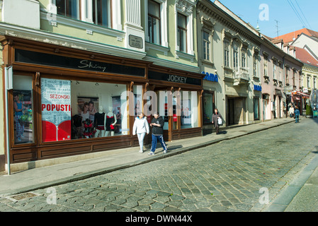 Die Radiceva Straße in Zagreb, mit dem Aufstieg zu Gornji Grad. Stockfoto