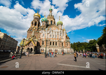 Kirche des Retters auf Blut, UNESCO-Weltkulturerbe, St. Petersburg, Russland, Europa Stockfoto