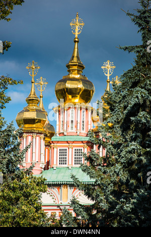 Die goldenen Kuppeln der Trinity Klosters des Heiligen Sergius, UNESCO-Weltkulturerbe, Sergiyev Posad, Goldener Ring, Russland, Europa Stockfoto