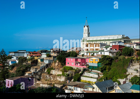 Blick auf das historische Viertel, UNESCO-Weltkulturerbe Valparaiso, Chile, Südamerika Stockfoto