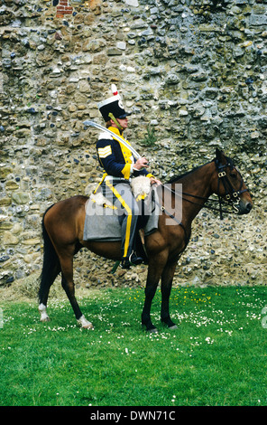 Sergeant, 12. Light Dragoons, 1815, Reenactment britischer Soldat Soldaten in der Schlacht von Waterloo, Kavallerie Pferd England UK Militär Armee einheitliche Uniformen bereitgestellt Stockfoto