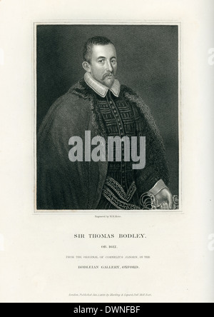 Porträt von Sir Thomas Bodley, ein englischer Diplomat und Gelehrter, Gründer der Bodleian Library, Oxford. Stockfoto