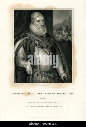 Porträt von Charles Howard, 1. Earl of Nottingham, bekannt als Howard von Effingham, war ein englischer Staatsmann und Lord High Admiral Stockfoto