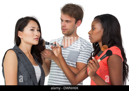 Assistenten, weibliches Model Schminken Stockfoto