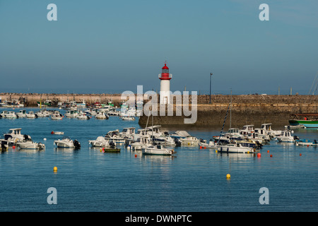 Marina und Leuchtturm, Erquy, Bretagne, Frankreich Stockfoto