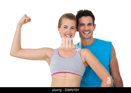 Porträt des sportlichen jungen Brautpaar Stockfoto
