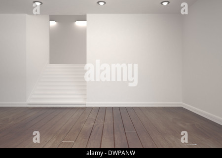 Weißer Raum mit Treppe Stockfoto