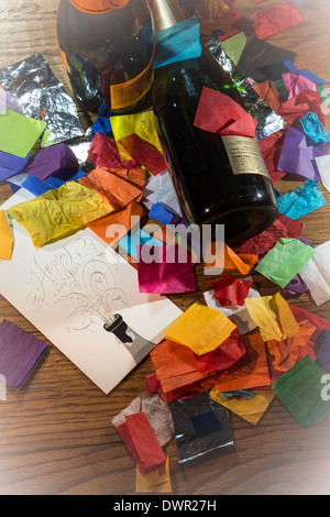 Am Morgen nach der Party-Stilleben, neue Jahre Tag, USA Stockfoto