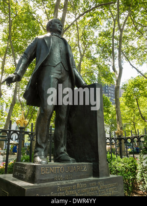 Statue von Benito Juarez, Bryant Park, New York Stockfoto