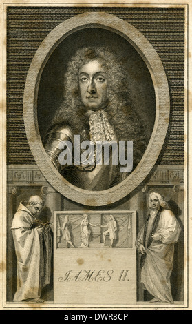 Antiken 1789 Gravur von James II von England. Stockfoto