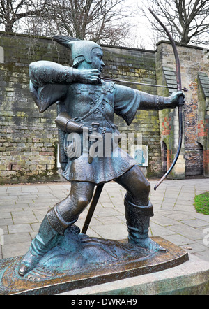 Robin Hood Statue Nottingham Castle England uk Stockfoto
