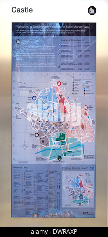 City Tourist Map Nottingham England uk Stockfoto