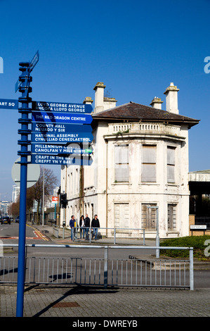 Der alte Railway Station, Bute Street, Cardiff Bay, Wales. Stockfoto