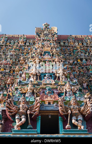 Süden Südindien Tamil Nadu Madurai Sri Meenakshi, Minakshi, Shiva-Tempel South Tower Detail Figur Figuren Statue Statuen Stockfoto