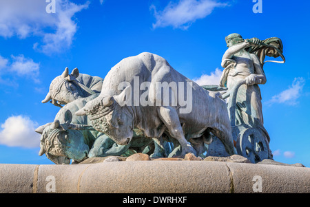 Gefion-Brunnen mit wütenden Bullen in Kopenhagen, Dänemark Stockfoto