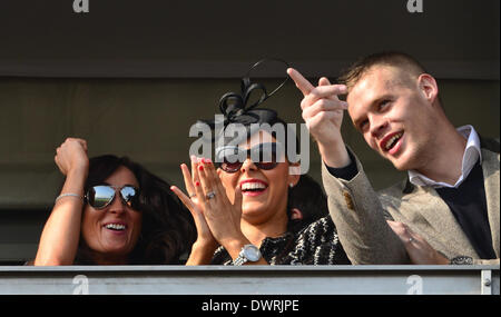 Cheltenham, Gloucestershire, England. 12. März 2014. Festivalbesucher beobachten die Rennen am Tag zwei Ladies Day des Cheltenham Gold Cup Festival 2014 Kredits: Jules Annan/Alamy Live News Stockfoto