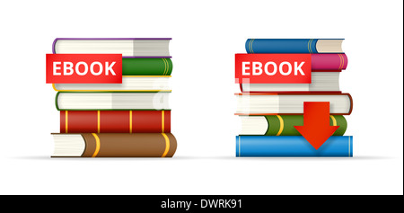 EBOOK-Bücher-Stapel-Symbole Stockfoto