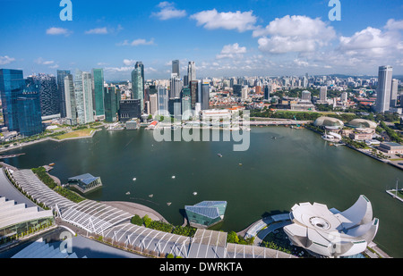 Singapur, Panoramablick auf die Marina Bay und dem Singapore CBD Stockfoto