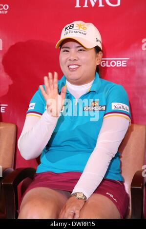 Inbee Park, Damen Welt No1 Golfer spricht ihr Spiel mit den Medien 2014 Stockfoto