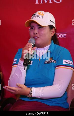 Inbee Park, Damen Welt No1 Golfer spricht ihr Spiel mit den Medien 2014 Stockfoto