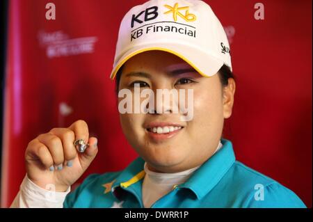 Inbee Park, Damen Welt No1 Golfer spricht ihr Spiel mit den Medien 2014 Stockfoto