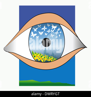 Bunte Illustrationen mit Auge für Ihr design Stockfoto