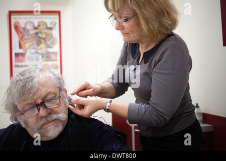 Beratung für Hörgeschädigte Menschen Stockfoto