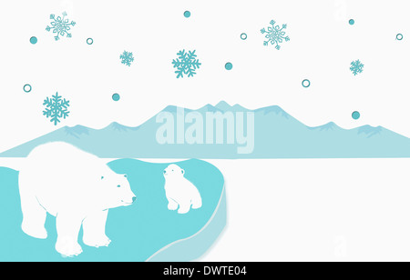 eine Winterszene mit Eisbären Stockfoto