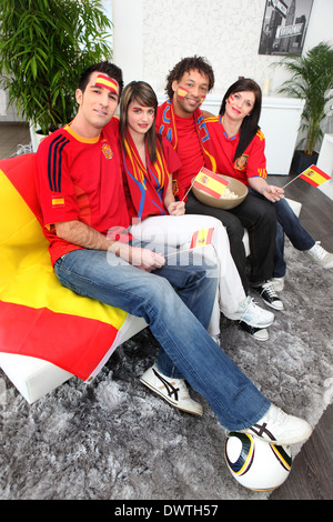 Spanische Fußball-fans Stockfoto