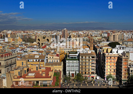 Gesamtansicht von der Spitze des La Miguelete, der Turm der Kathedrale von Valencia, Valencia, Spanien Stockfoto