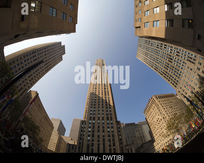 Fisheye Blick auf das Rockefeller Center New York USA 5 Stockfoto