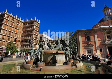 Brunnen von Neptun in das Mare del Deo, Plaza De La Virgen, Valencia, Spanien Stockfoto