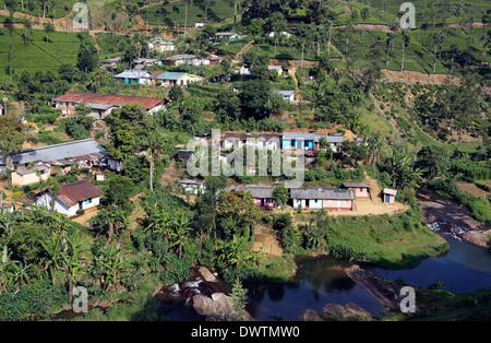 Tee-Plantage Gemeinschaft Wohnungsbau im Hochland von Sri Lanka Stockfoto