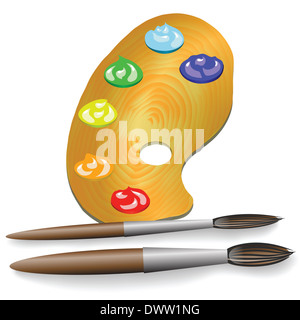 Bunte Illustrationen mit zwei Pinsel und Farbe für Ihr design Stockfoto