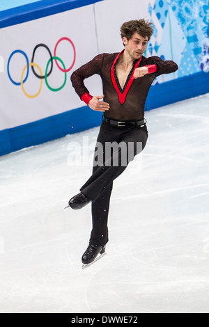 Brian Joubert (FRA) im Wettbewerb in der Herren Kür Eiskunstlauf bei den Olympischen Winterspiele Sotschi 2014 Stockfoto