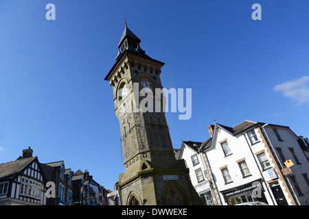 Knighton Uhrturm in Powys Mid Wales Uk Stockfoto