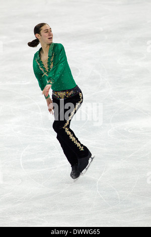 Jason Brown (USA) im Wettbewerb in der Herren Kür Eiskunstlauf bei den Olympischen Winterspiele Sotschi 2014 Stockfoto