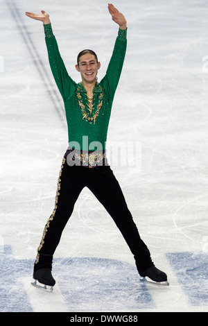 Jason Brown (USA) im Wettbewerb in der Herren Kür Eiskunstlauf bei den Olympischen Winterspiele Sotschi 2014 Stockfoto