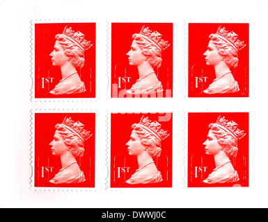 Großbritannien Königliche Post 1. Klasse Briefmarken Stockfoto