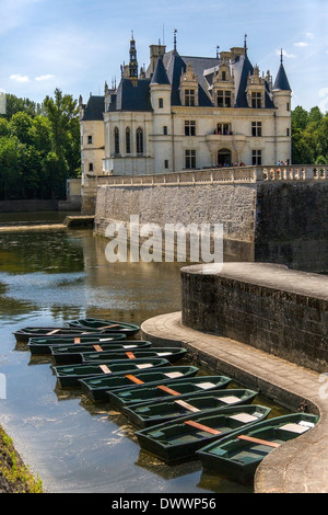 Chateau de Chenonceau überspannt den Fluss Cher im Loire-Tal in Frankreich Stockfoto