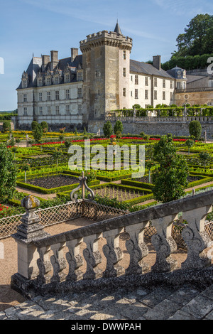 Das 16. Jahrhundert Schloss und Gärten von Villandry im Loire-Tal in Frankreich. Stockfoto